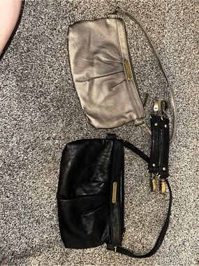Timi & Leslie Metallic Taupe and Black Leather Crossbody Duo